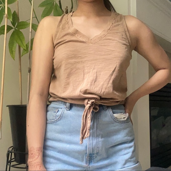 FROM PALMER Brown Tie Front Vneck Tank Top - Picture 8 of 8